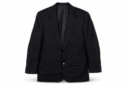Front view of Classics men’s black polyester jacket suit jacket, size 42, regular