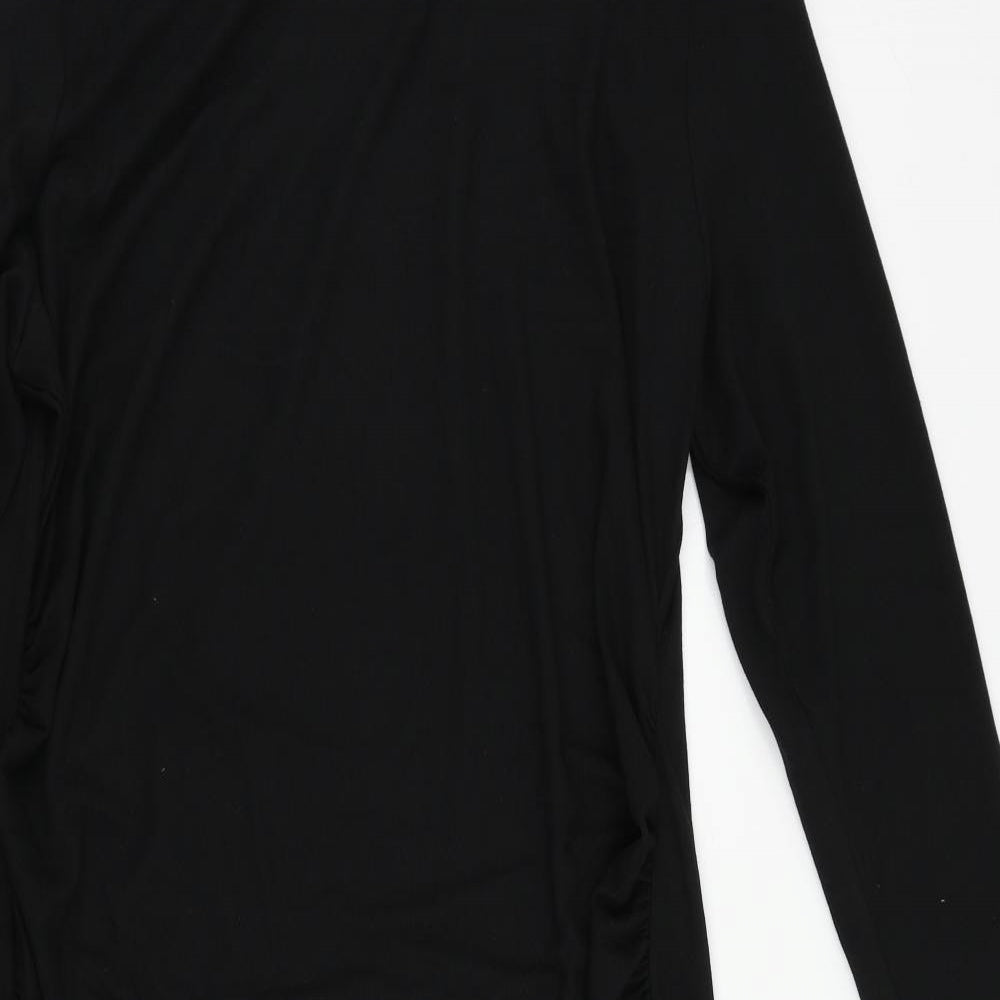 Marks and Spencer Womens Black Polyester Jumper Dress Size 22 Round Neck Pullover - Ruched