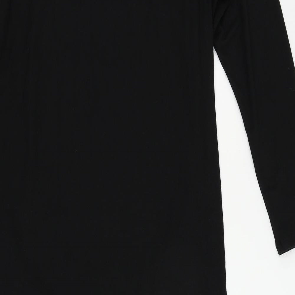 Marks and Spencer Womens Black Polyester Jumper Dress Size 22 Round Neck Pullover - Ruched