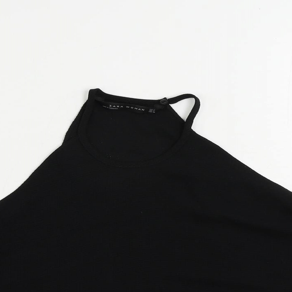 Zara Womens Black Polyester Basic Tank Size M Halter