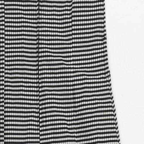 Marks and Spencer Womens Black Check Polyester Pencil Dress Size 12 Boat Neck Zip