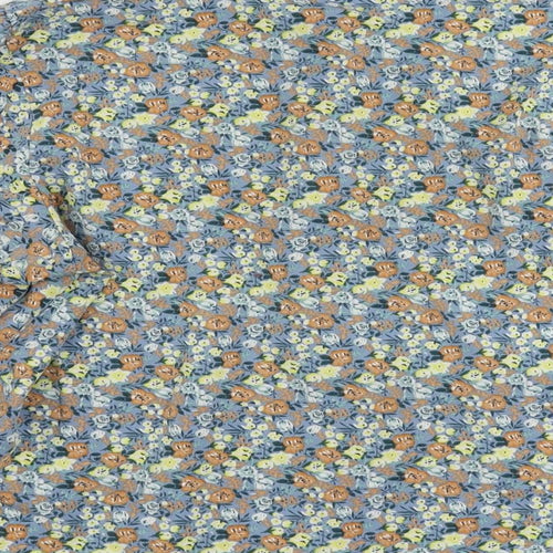 ValleyGirl Womens Blue Floral Polyester Basic Button-Up Size 10 Collared