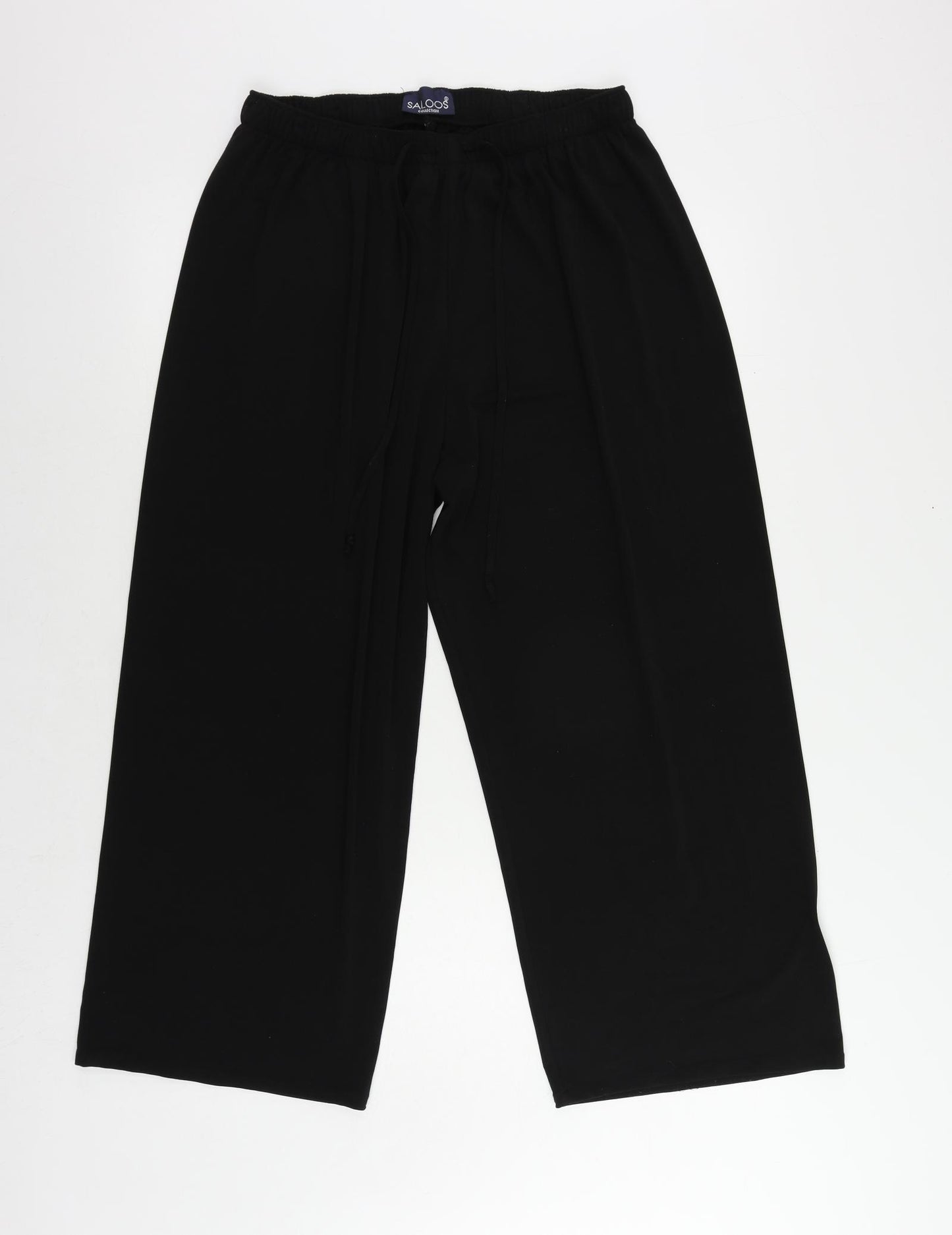 Saloos Womens Black Polyester Trousers Size 20 L28 in Regular Drawstring - Elastic Waist