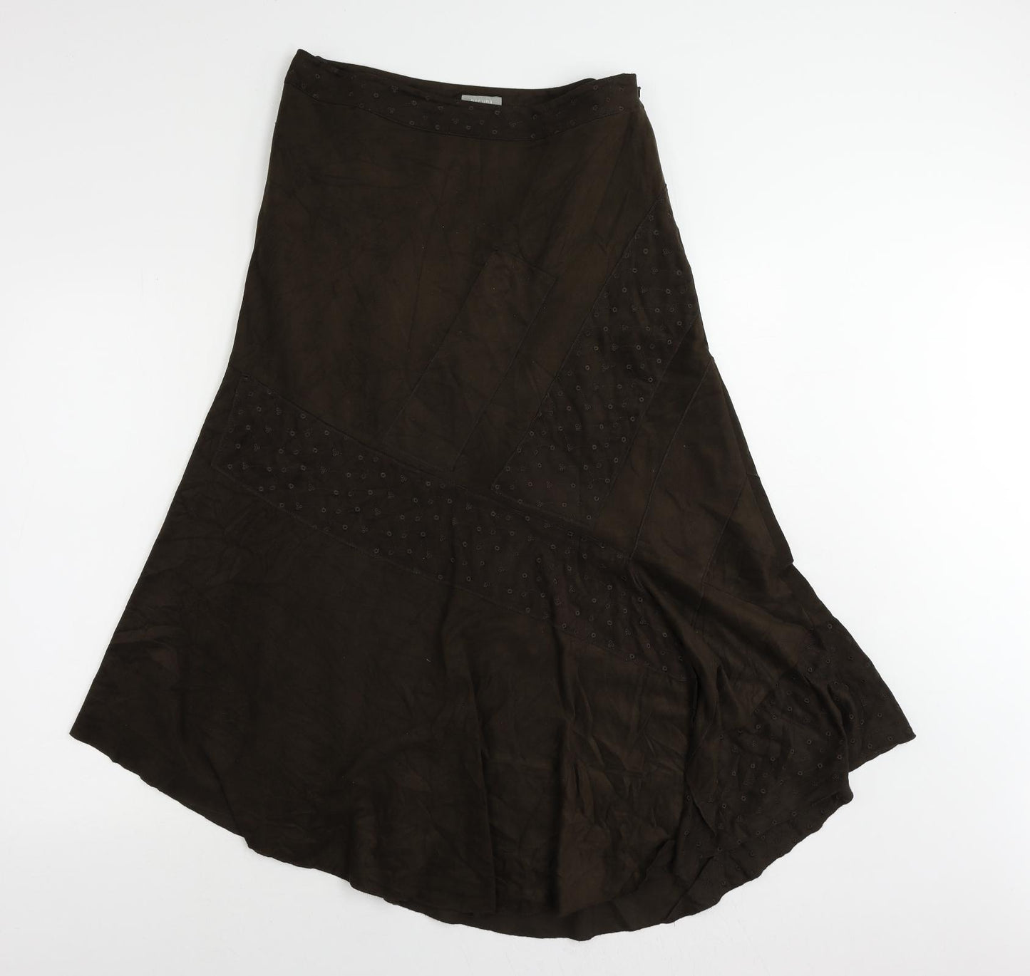Per Una Womens Brown Polyester Flare Skirt Size 12 Zip - Lined