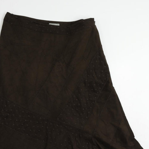 Per Una Womens Brown Polyester Flare Skirt Size 12 Zip - Lined
