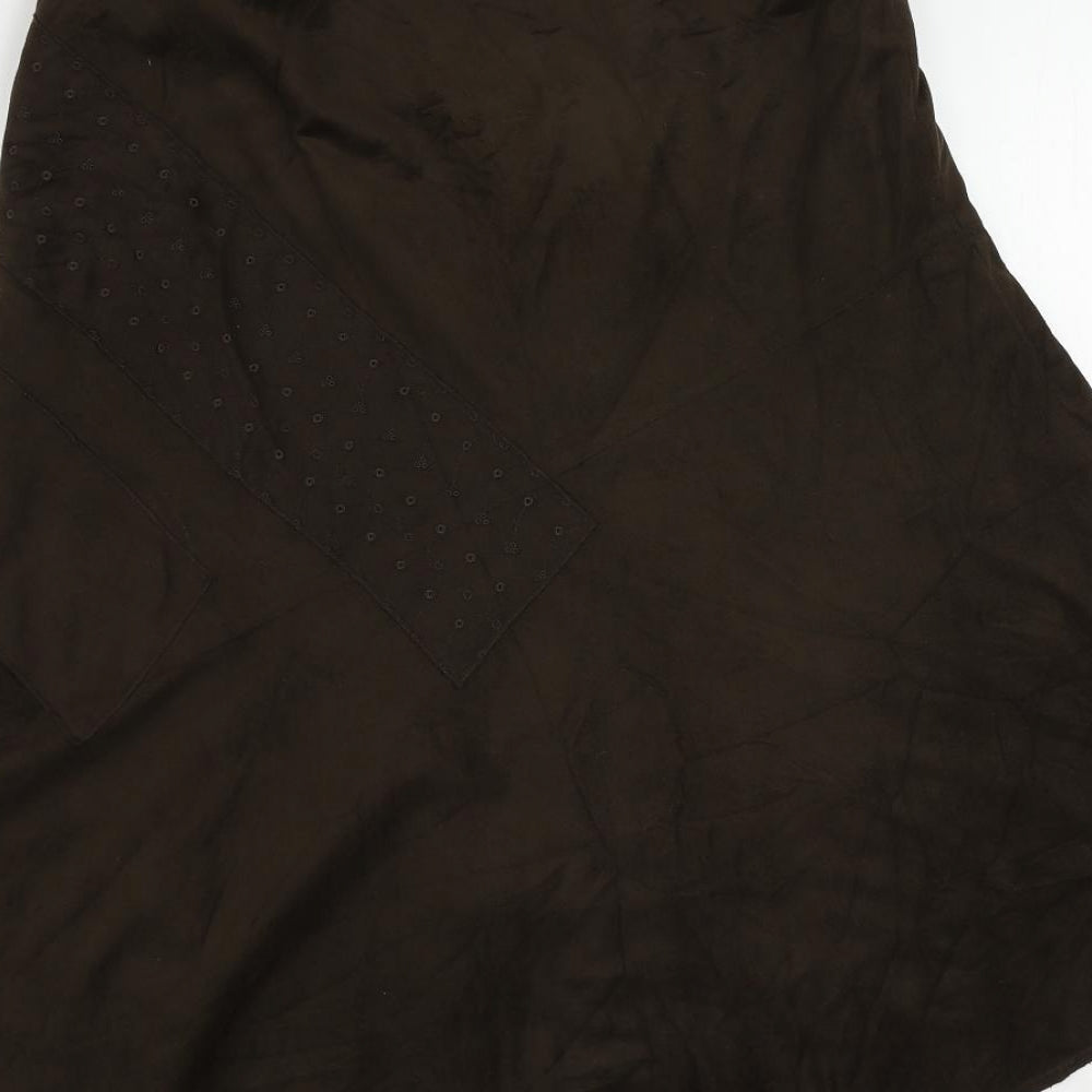 Per Una Womens Brown Polyester Flare Skirt Size 12 Zip - Lined