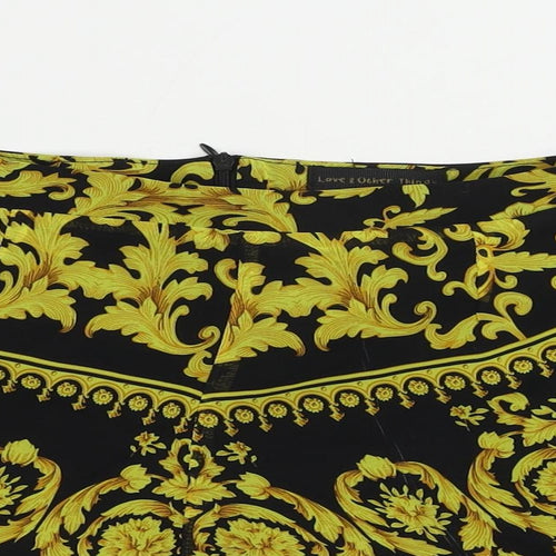 Love & Other Things Womens Black Paisley Polyester Basic Shorts Size S L3 in Regular Zip