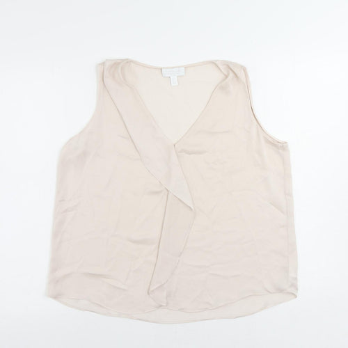 White Label Womens Pink Polyester Basic Blouse Size 12 V-Neck