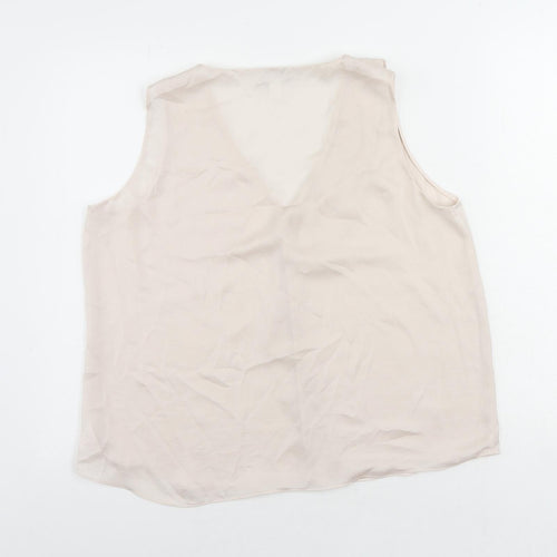 White Label Womens Pink Polyester Basic Blouse Size 12 V-Neck