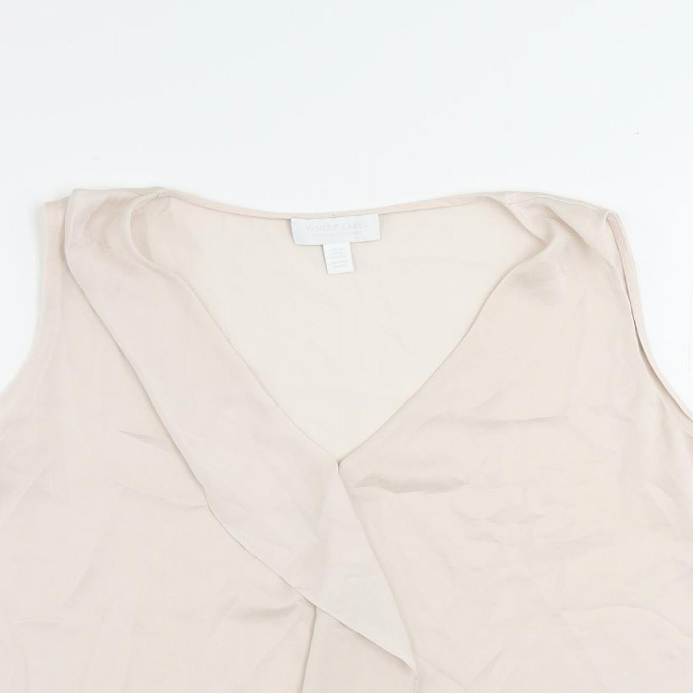 White Label Womens Pink Polyester Basic Blouse Size 12 V-Neck