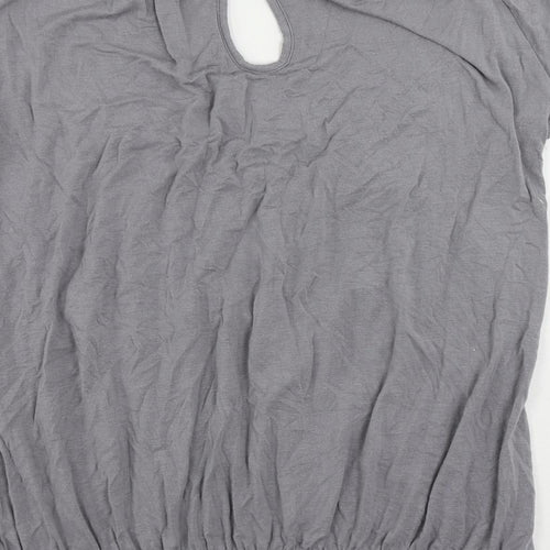 New Look Womens Grey Viscose Basic Blouse Size 12 Boat Neck - Neckline Detail