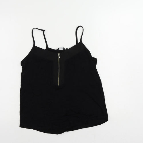 New Look Womens Black Viscose Camisole Tank Size 10 V-Neck