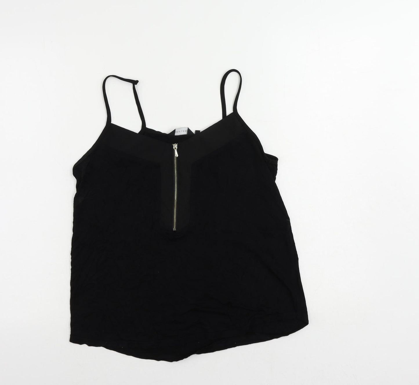 New Look Womens Black Viscose Camisole Tank Size 10 V-Neck