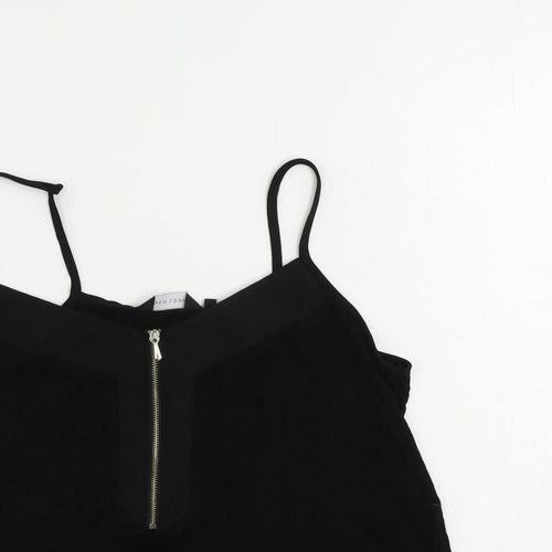 New Look Womens Black Viscose Camisole Tank Size 10 V-Neck