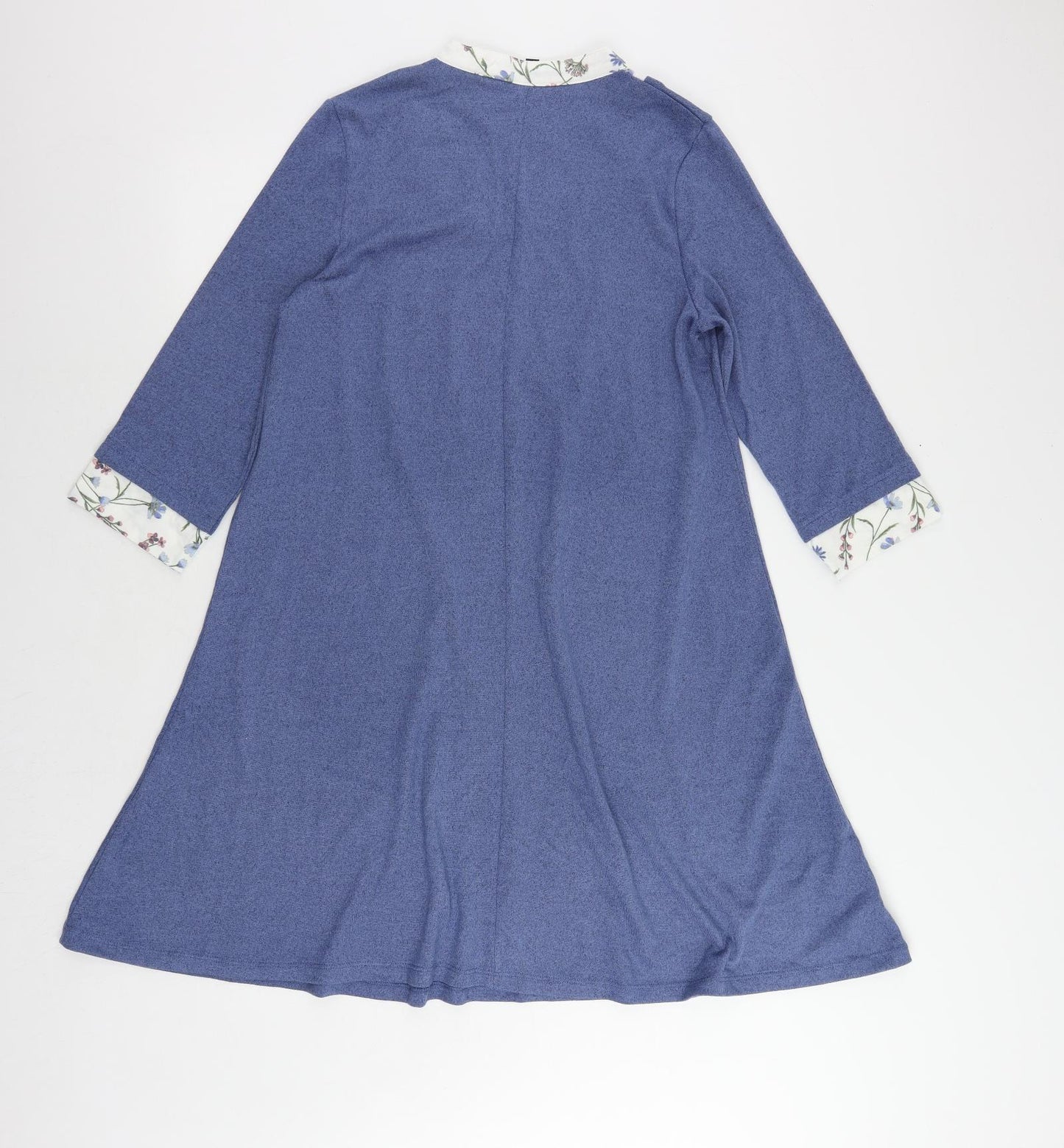 Bonmarché Womens Blue Polyester Jumper Dress Size 14 V-Neck Pullover