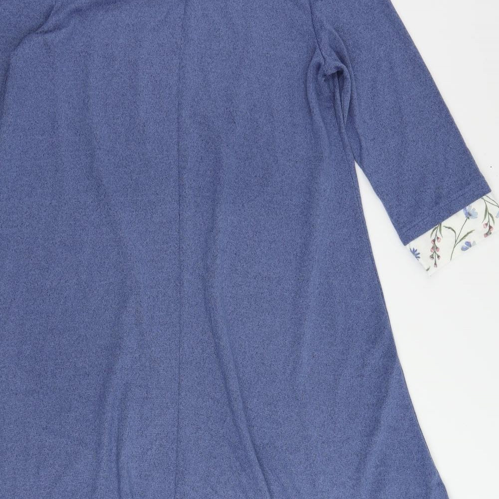 Bonmarché Womens Blue Polyester Jumper Dress Size 14 V-Neck Pullover