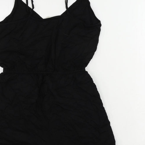 H&M Womens Black Viscose Playsuit One-Piece Size 6 Pullover - Elastic Waist