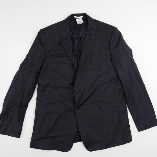 Marks and Spencer Mens Grey Striped Polyester Jacket Suit Jacket Size 46 Regular