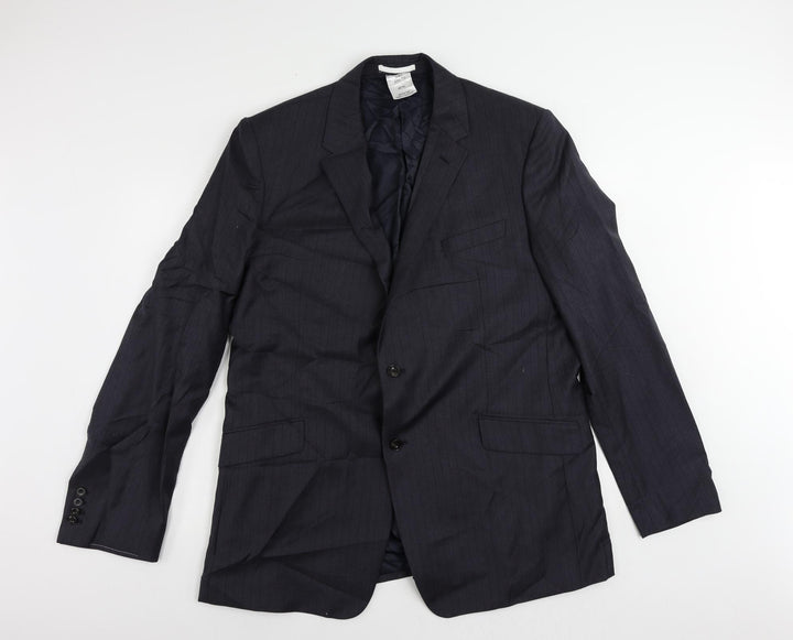 Marks and Spencer Mens Grey Striped Polyester Jacket Suit Jacket Size 46 Regular