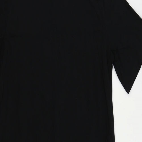 Marks and Spencer Womens Black Cotton T-Shirt Dress Size 12 Crew Neck Pullover - Pockets
