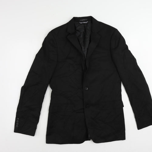 Marks and Spencer Mens Black Polyester Jacket Suit Jacket Size 38 Regular