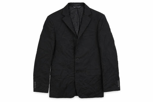 Front view of Marks & Spencer men’s black polyester jacket suit jacket, size 38, regular