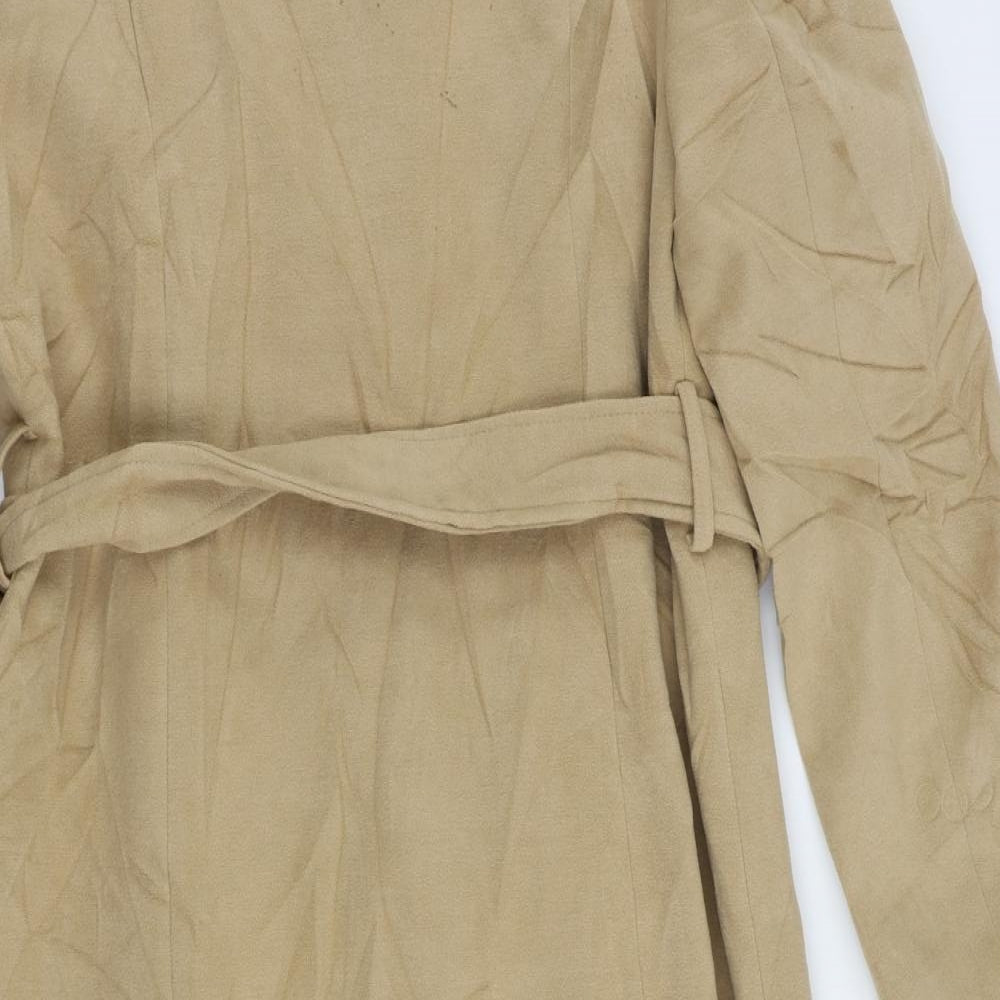 Marks and Spencer Womens Beige Overcoat Coat Size 14 Button - Belted