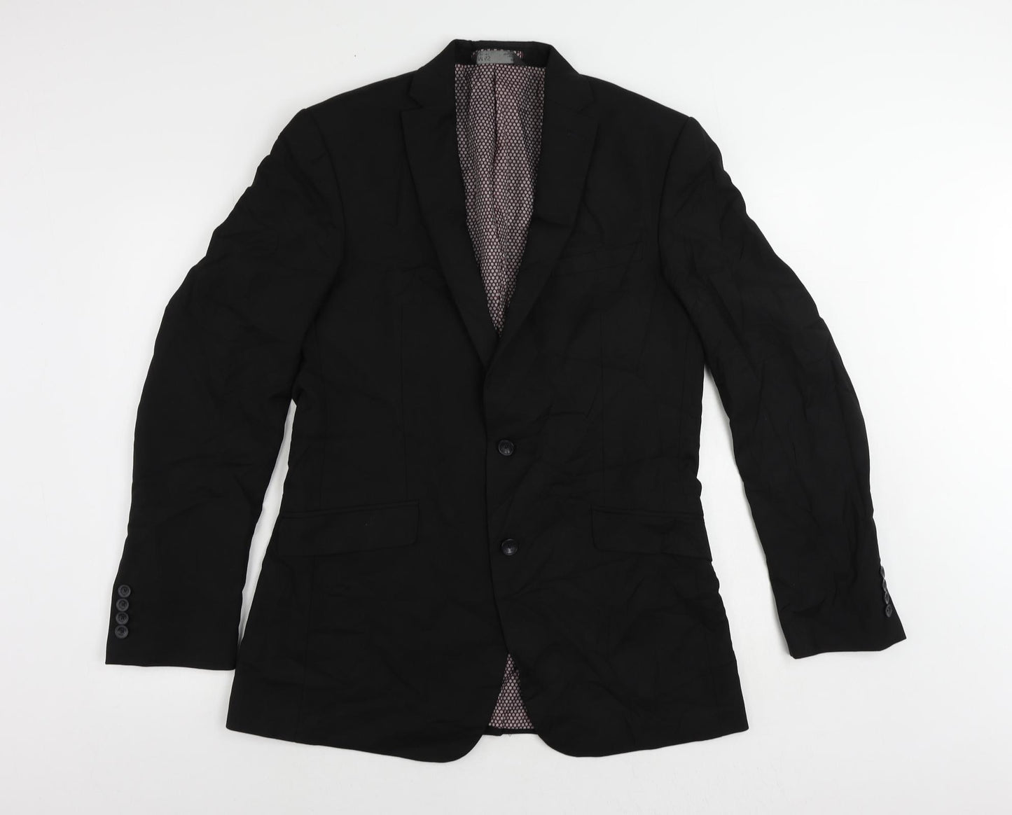 Marks and Spencer Mens Black Polyester Jacket Suit Jacket Size 40 Regular