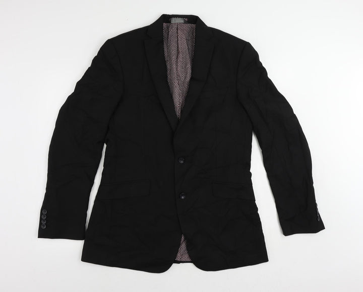 Marks and Spencer Mens Black Polyester Jacket Suit Jacket Size 40 Regular
