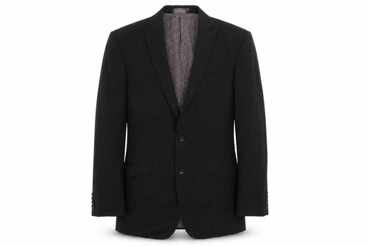 Front view of Marks & Spencer men’s black polyester jacket suit jacket, size 40, regular
