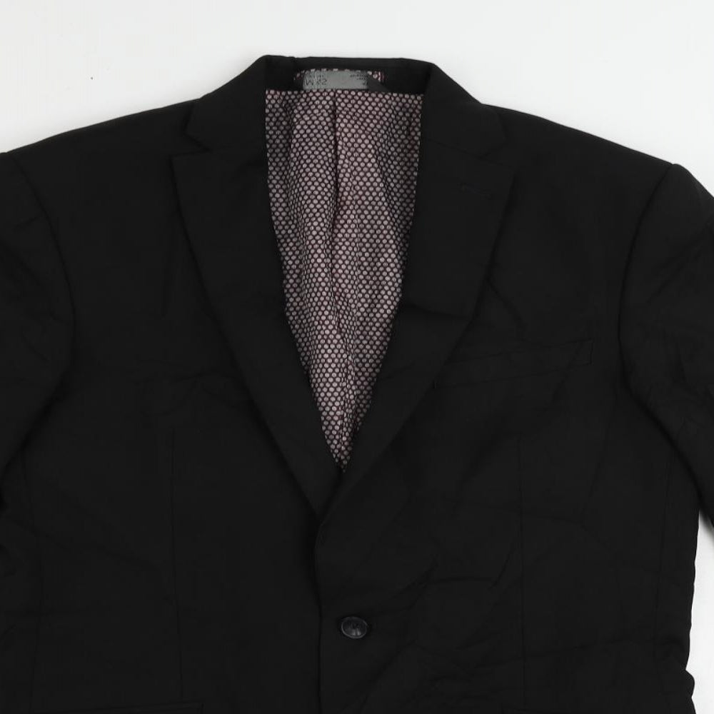 Marks and Spencer Mens Black Polyester Jacket Suit Jacket Size 40 Regular