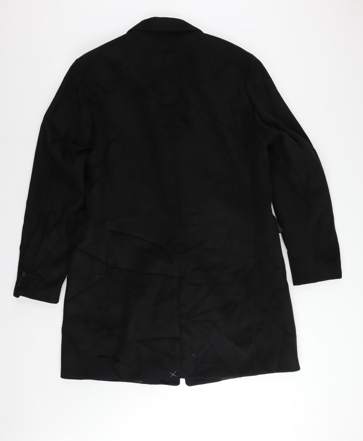 Marks and Spencer Mens Black Overcoat Coat Size XL Button