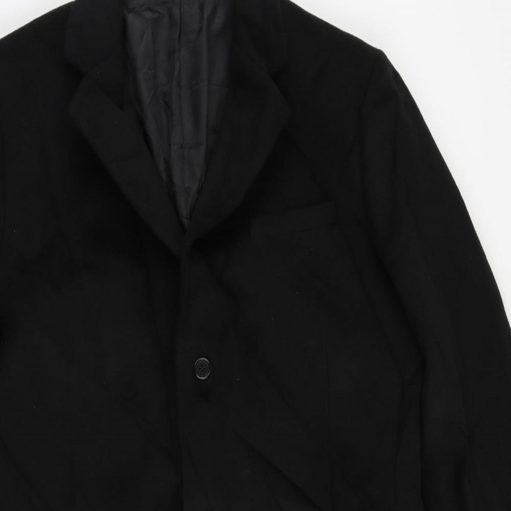 Marks and Spencer Mens Black Overcoat Coat Size XL Button