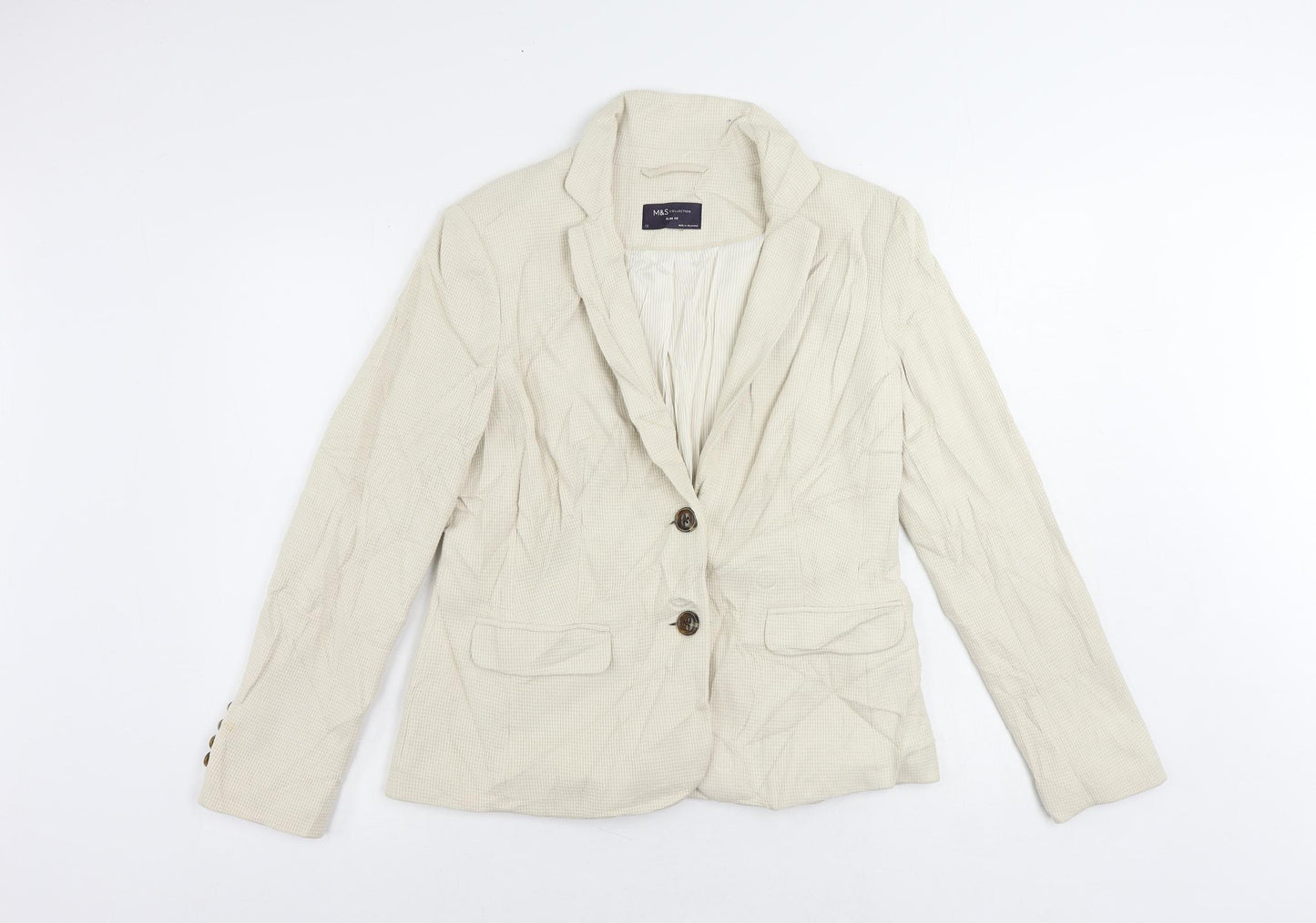 Marks and Spencer Womens Ivory Jacket Blazer Size 12 Button