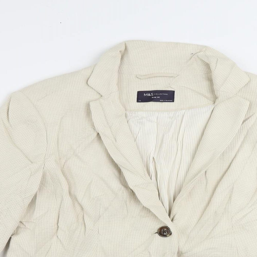Marks and Spencer Womens Ivory Jacket Blazer Size 12 Button