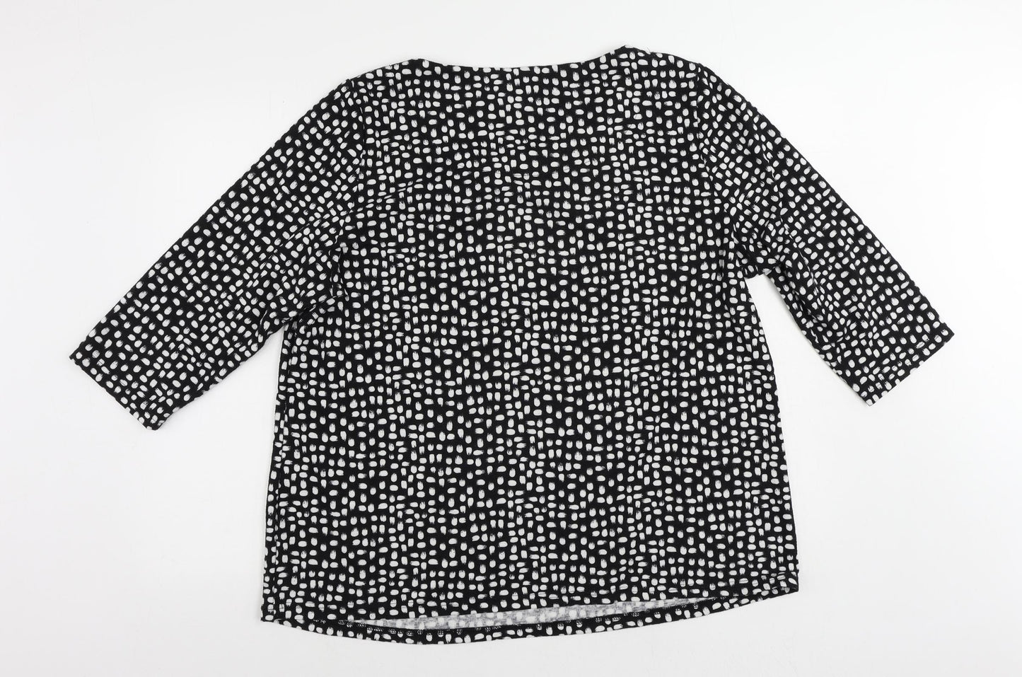 Bonmarché Womens Black Geometric Polyester Basic Blouse Size 20 Boat Neck