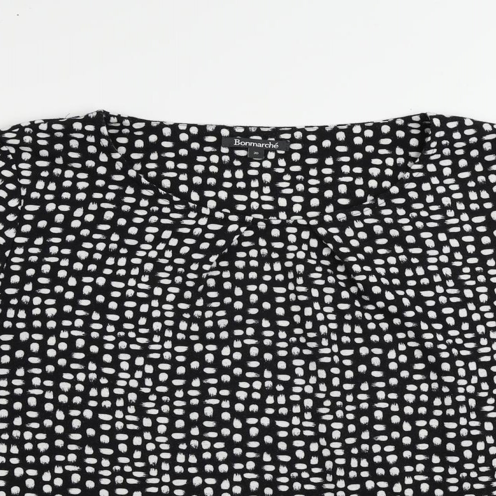 Bonmarché Womens Black Geometric Polyester Basic Blouse Size 20 Boat Neck