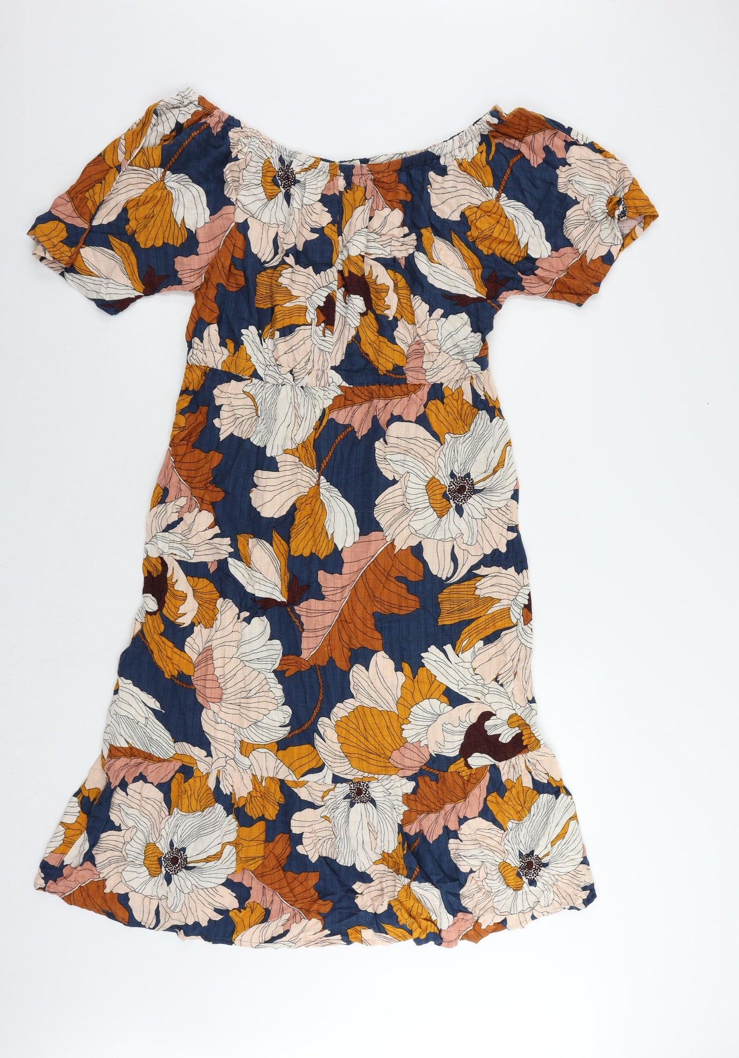 NEXT Womens Multicoloured Floral Viscose A-Line Size 14 Off the Shoulder Pullover