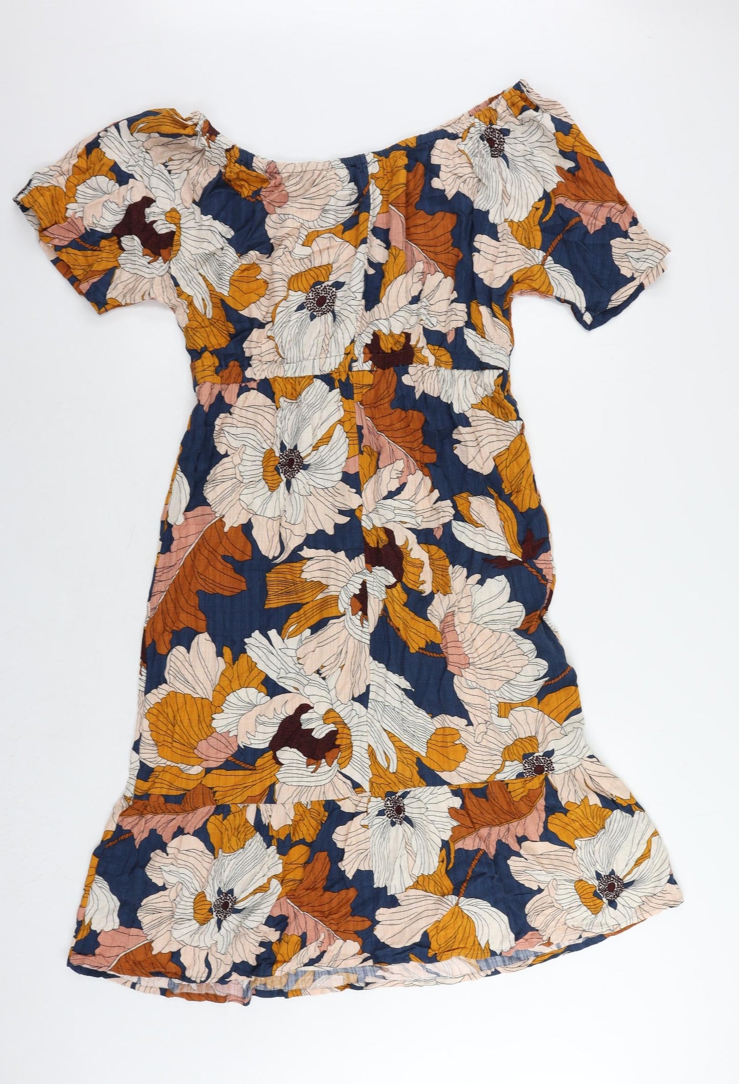 NEXT Womens Multicoloured Floral Viscose A-Line Size 14 Off the Shoulder Pullover
