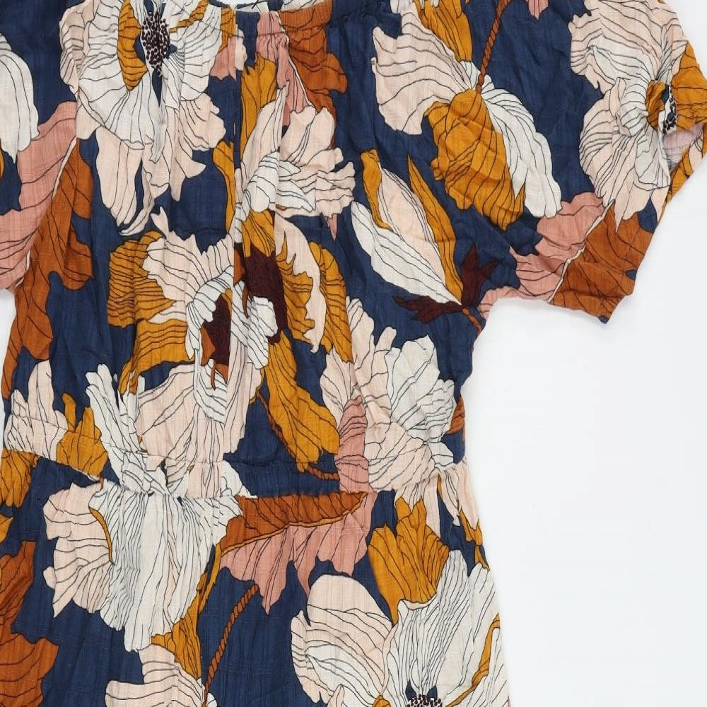 NEXT Womens Multicoloured Floral Viscose A-Line Size 14 Off the Shoulder Pullover