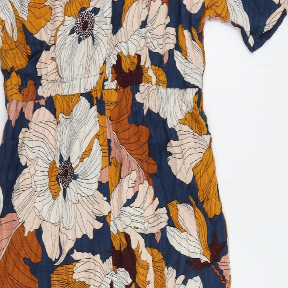 NEXT Womens Multicoloured Floral Viscose A-Line Size 14 Off the Shoulder Pullover