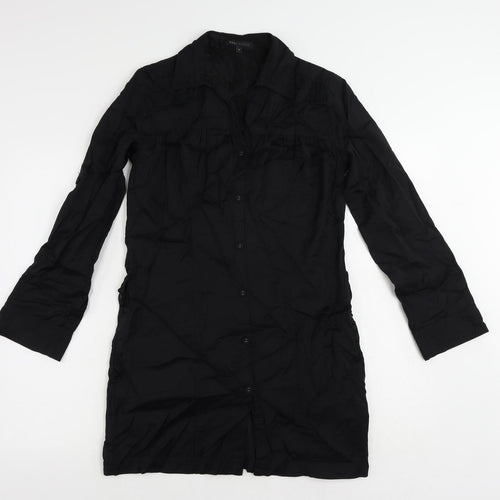 NEXT Womens Black Cotton Shirt Dress Size 8 Collared Button