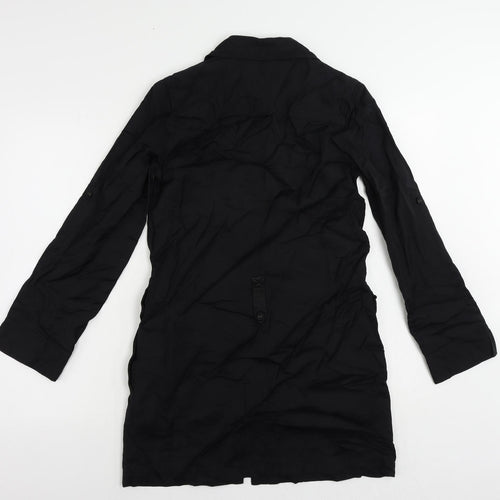 NEXT Womens Black Cotton Shirt Dress Size 8 Collared Button