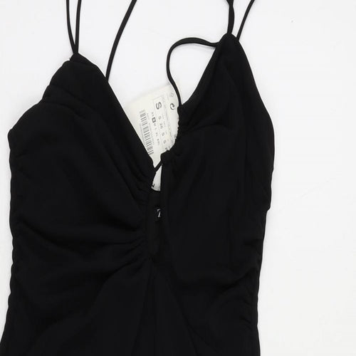 Zara Womens Black Polyester Mini Size S Halter Zip