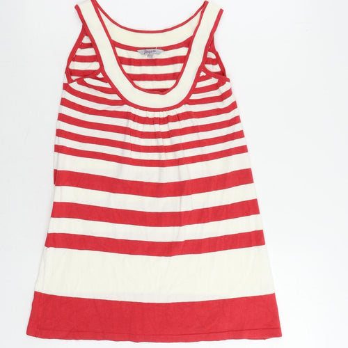 Zingara Womens Red Striped Viscose Basic Tank Size 10 Scoop Neck