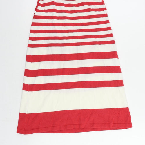 Zingara Womens Red Striped Viscose Basic Tank Size 10 Scoop Neck