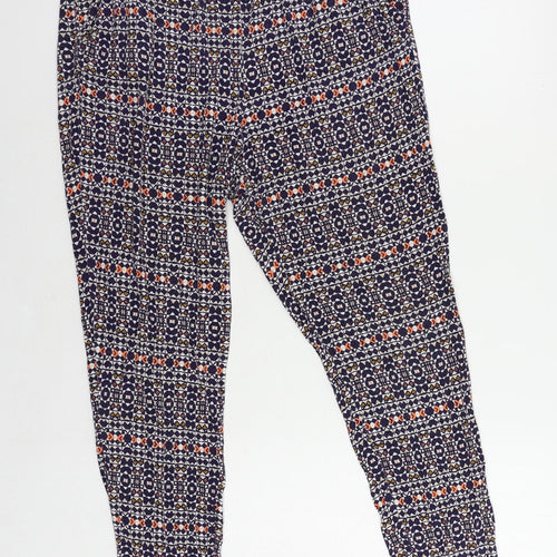 H&M Womens Multicoloured Geometric Viscose Jogger Trousers Size L L30 in Regular - Elastic Waist