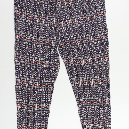 H&M Womens Multicoloured Geometric Viscose Jogger Trousers Size L L30 in Regular - Elastic Waist