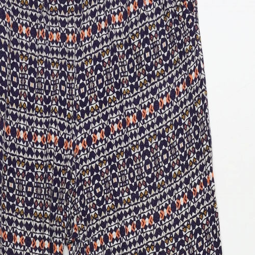 H&M Womens Multicoloured Geometric Viscose Jogger Trousers Size L L30 in Regular - Elastic Waist