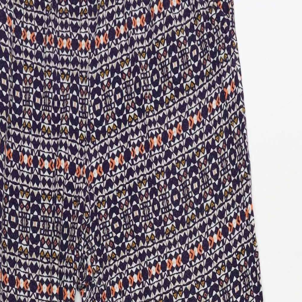 H&M Womens Multicoloured Geometric Viscose Jogger Trousers Size L L30 in Regular - Elastic Waist